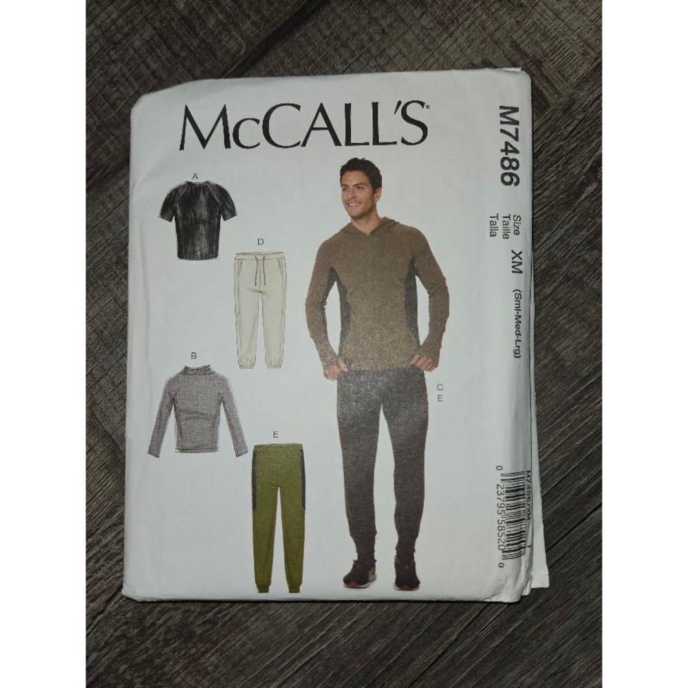McCalls M7486 Mens Athletic Top Hoodie Jogger Pants Sewing Pattern Size XM S-M-L